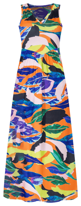 Print Sleeveless V Neck Maxi Pocket Dress