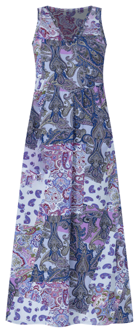 Print Sleeveless V Neck Maxi Pocket Dress