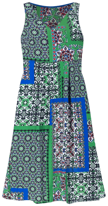 Print Sleeveless Pleated Pocket Midi Dress