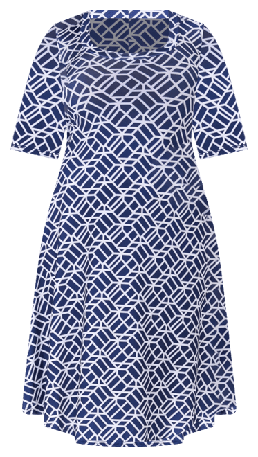 Print Knee Length Elbow Sleeve Dress