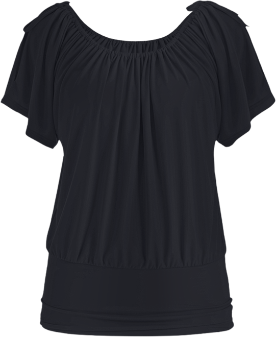 Solid Color Short Sleeve Split Shoulder Top