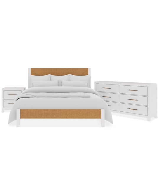 Closeout! Catriona 3pc Bedroom Set (Queen Woven Bed, Dresser & 2-Drawer Nightstand)