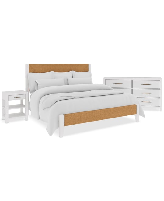 Closeout! Catriona 3pc Bedroom Set (King Woven Bed, Dresser & Open Nightstand)