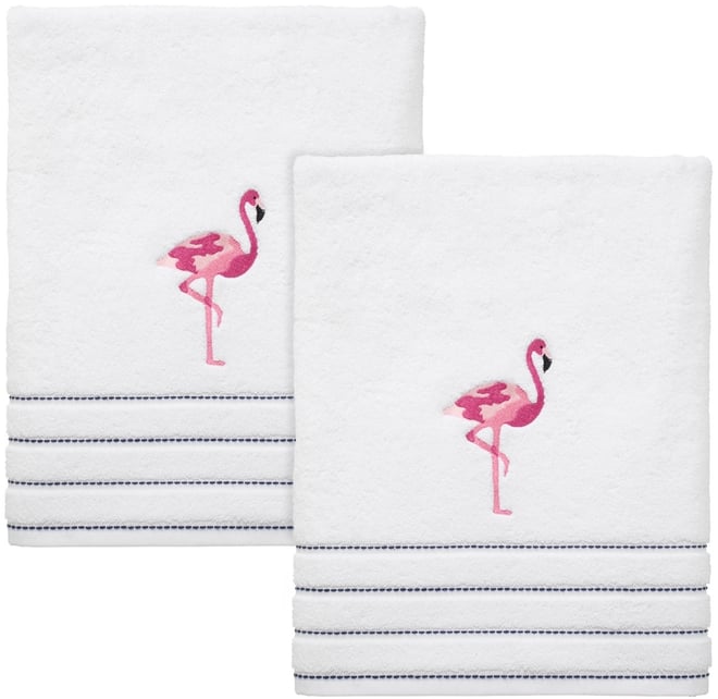 Flamingo Ticking Stripe 2-Pc. Bath Towel Set, 27" x 54"