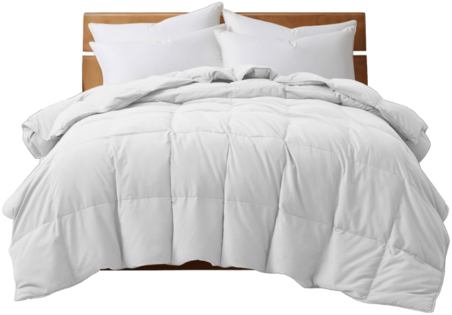 Lightweight White Goose Down Feather Fiber Comforter, California King