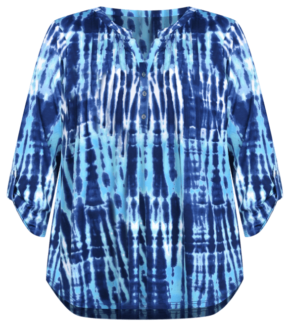 Plus Size Knit 3/4 Sleeve Roll Tab Top