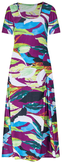 Women's Print Elbow Sleeve Casual A Line Maxi Dress