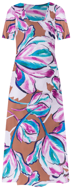 Women's Print Elbow Sleeve Casual A Line Maxi Dress