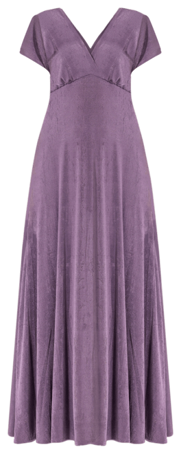 Flutter Sleeve Metallic Knit Maxi Dress