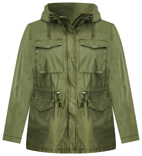 Plus Size Cotton Hooded Military Zip-Front Jacket