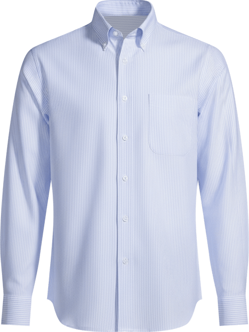 Men's Long Sleeve Striped Oxford Dress Shirt