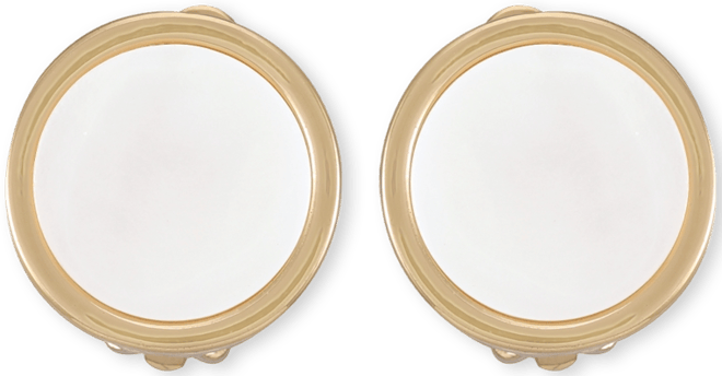 Gold-Tone Circle Dime Clip On Button Earrings