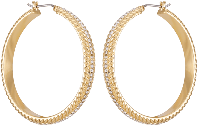 Gold-Tone Textured Rounded Hoop Earrings