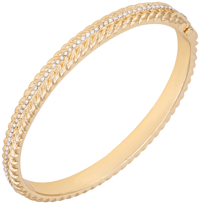 Gold-Tone Textured Rounded Hinge Bracelet