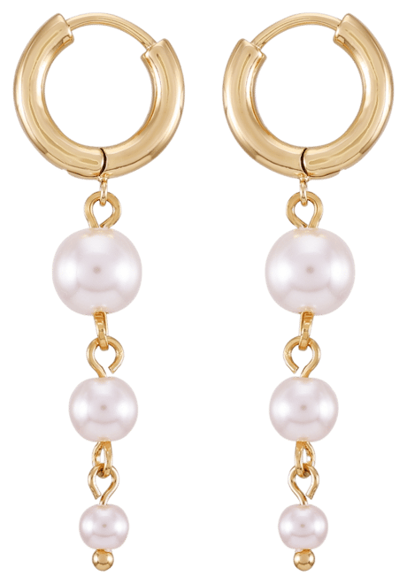 Gold-Tone Imitation Pearl Drop Dangle Earrings