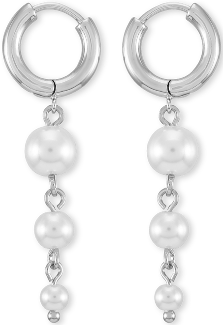 Silver-Tone Imitation Pearl Linear Drop Earrings