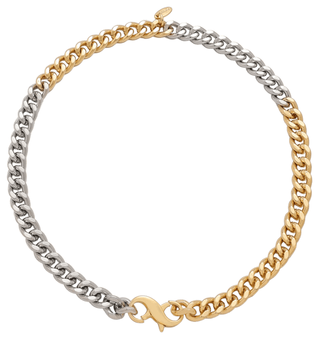 Mixed Metal Chain Link Rhodium and 18k Gold Plated Necklace