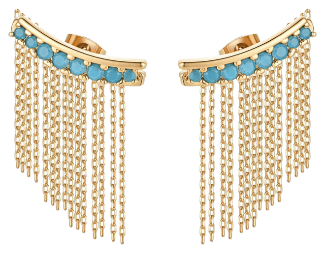 Turquoise Bead 18k Gold Plated Ear Crawler