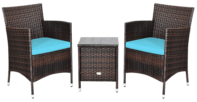 3 Pieces Ergonomic Wicker Patio Conversation Set