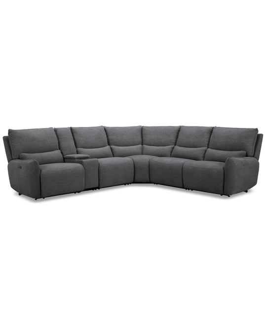 Olper 6-Pc. Fabric Zero Wall Sectional Sofa with Two Power Motion Pieces & Console, Created for Macy's