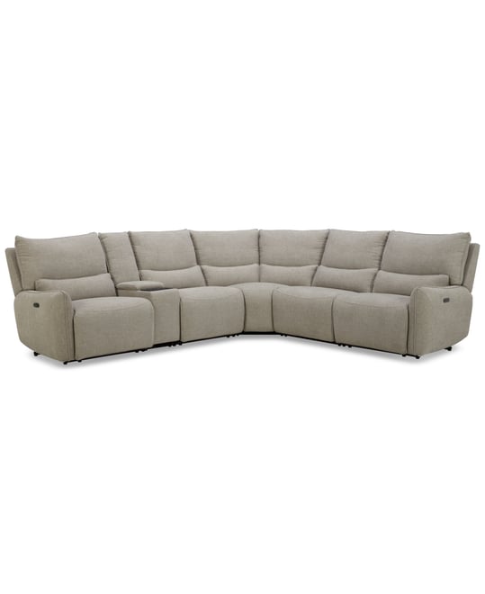 Olper 6-Pc. Fabric Zero Wall Sectional Sofa with Two Power Motion Pieces & Console, Created for Macy's