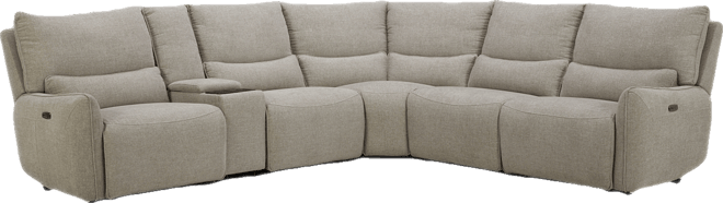 Olper 6-Pc. Fabric Zero Wall Sectional Sofa with Three Power Motion Pieces & Console, Created for Macy's