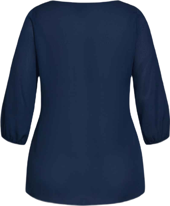 Plus Size Fashion Fling Elbow Sleeve Zip Neck Top