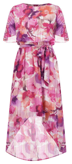 Women's Printed Chiffon High-Low Midi Dress