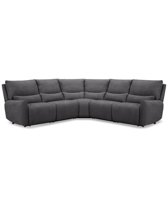 Olper 5-Pc. Fabric Zero Wall Sectional Sofa with Two Power Motion Pieces, Created for Macy's