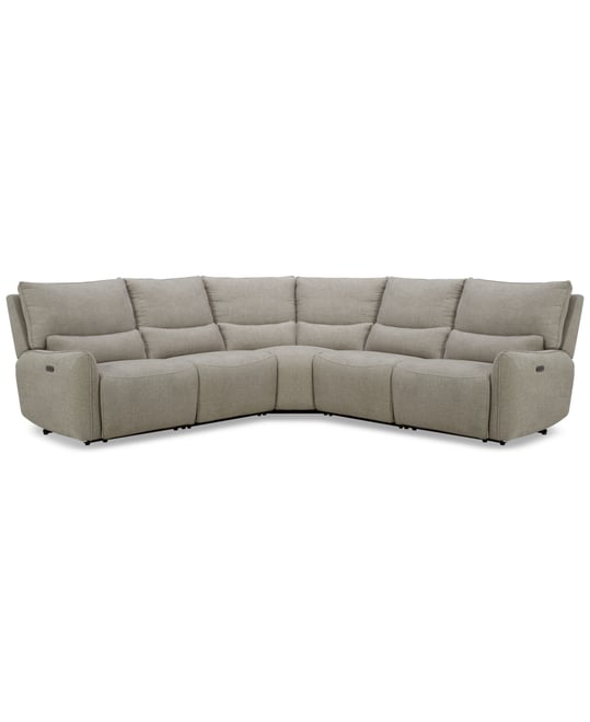 Olper 5-Pc. Fabric Zero Wall Sectional Sofa with Two Power Motion Pieces, Created for Macy's