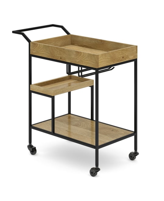 Barnes Solid Mango Wood 29 inch Bar Cart in Natural