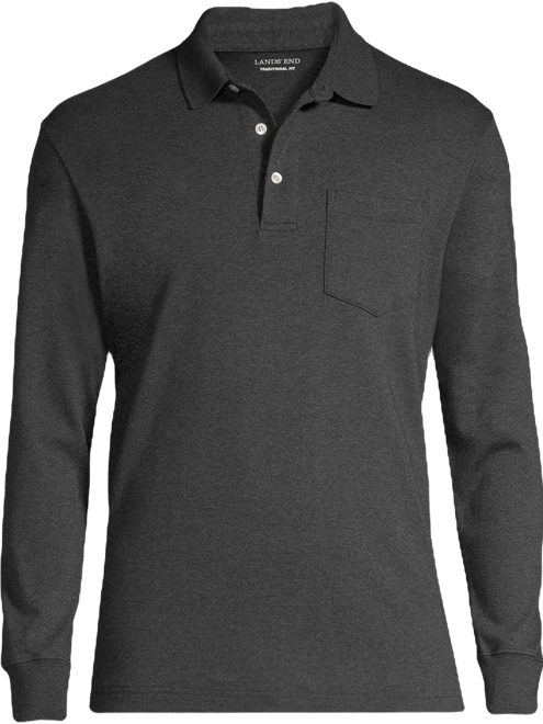 Big & Tall Long Sleeve Cotton Supima Polo Shirt with Pocket