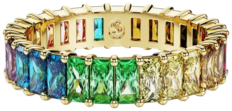 Multicolored Baguette Cut Gold-Tone Plated Matrix Ring