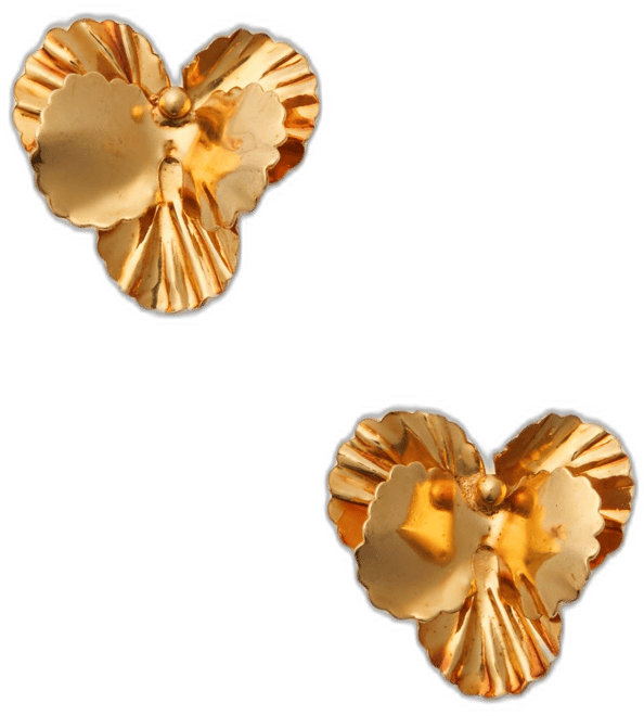 Gold Pansy Earrings
