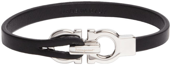 FERRAGAMO Salvatore Men's Double Gancini Leather Bracelet