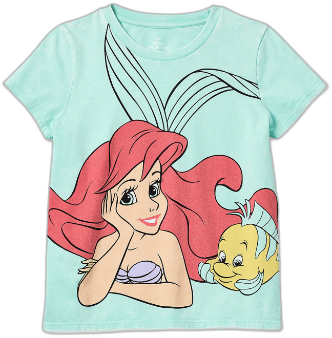 Disney Collection Little Big Girls Crew Neck Short Sleeve Ariel The Little Mermaid Graphic T Shirt XXS 2 3 Blue Gifts Under