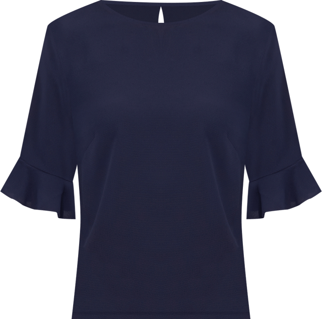 Women's Ruffled-Cuff 3/4-Sleeve Crew Neck Top