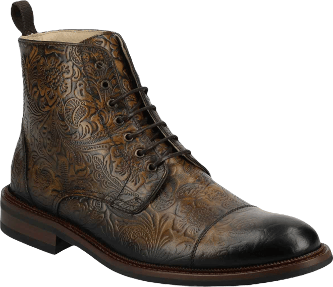 Men's Rome Embossed Leather Cap Toe Lace-up Boot
