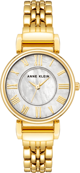 Women's Quartz Gold-Tone Alloy Link and Mother of Pearl Bracelet Watch, 30mm