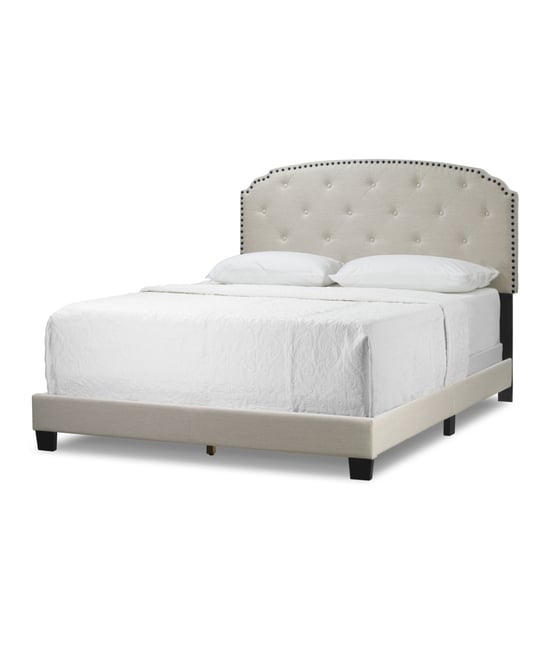 51.75 Arin Fabric, Rubberwood Queen Bed