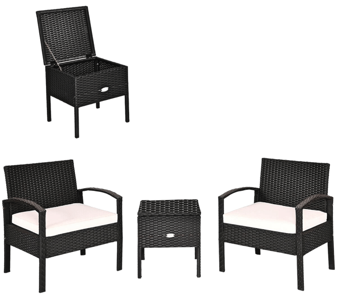 3 Pieces Pe Rattan Wicker Sofa Set with Washable and Removable Cushion for Patio