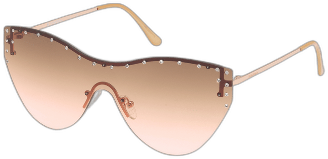 Cat-eye Lifestyle Rimless  Shield Sunglasses