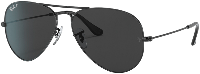 Ray-Ban Unisex Aviator Total Black Polarized Sunglasses, RB3025