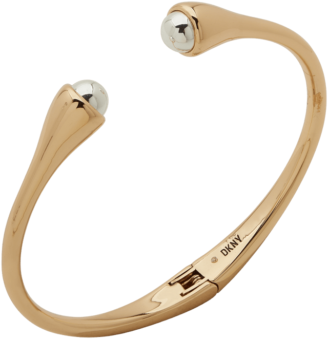 Two-Tone Bead-Tipped Hinged Cuff Bracelet