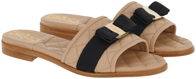 Ferragamo★LOVEC レディース サンダル・スライド Quilted slide with Vara bow - Women | Ferragamo