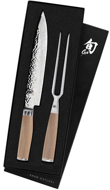 Stainless Steel Premier 2 Pc Carving Set: Slicing Knife 9.5" and Carving Fork in a boxed set.