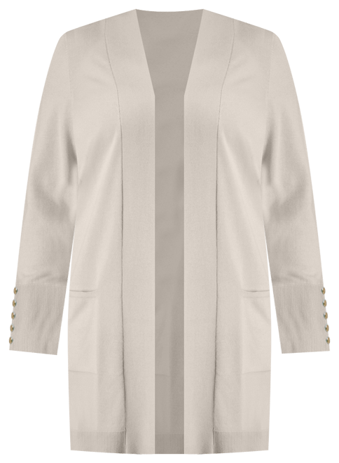 Petite Open-Front Button-Cuff Cardigan Sweater