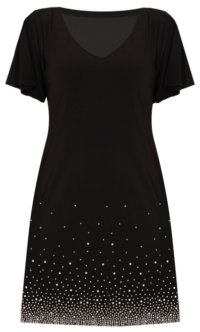 Petite Embellished Flutter-Sleeve Dress