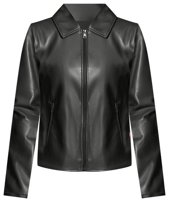 Women's Faux Leather Laydown Collar Jacket