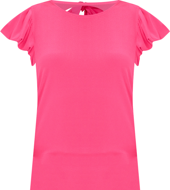 Women's Date Night Cap Bubble Sleeve Tee with Bow Tie Back